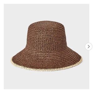 Universal Thread Brown Crochet Bucket Hat with Cream Trim
